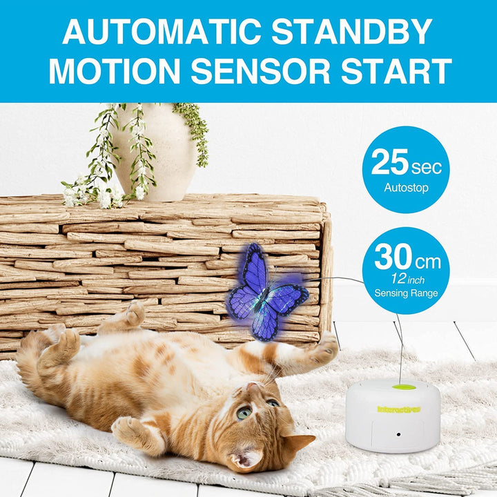 ALL FOR PAWS Interactive Motion Activated Cat Butterfly Toy, Flutter Bug Cat Toy, Indoor Interactive Play Teaser Cat Toy