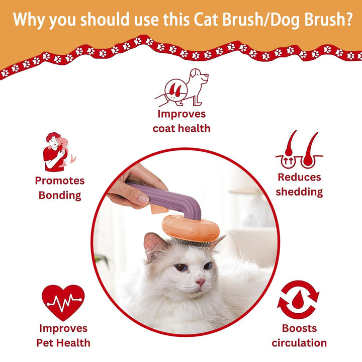WUBAYI Dog Brush Cat Brush Grooming Brush,Self Cleaning Slicker Brush Pet Grooming Tool for Long Hair or Short Hair Cats Pet Brush Easily to Remove Loose Undercoat, Mats, Tangled Hair and Shed Fur