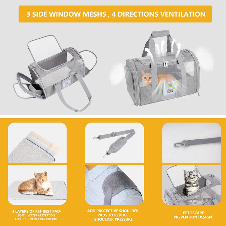 SECLATO Pet Carrier Airline/TSA Approved Small Dogs, Kitten, Carriers for Small Medium Cats Under 15lb