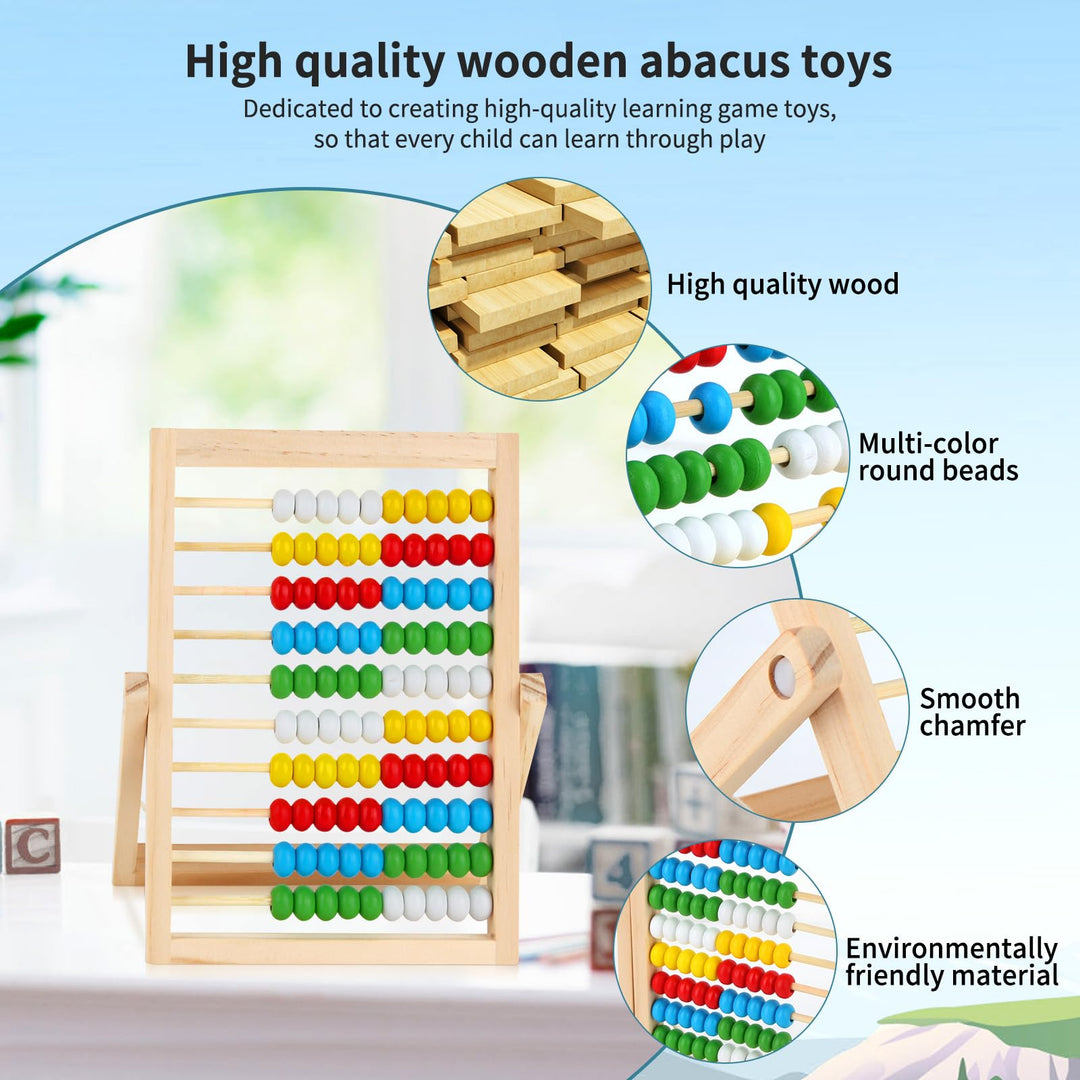 Wooden Abacus Maths Toys, Kids Learning Toy, Early Educational Toy Developmental Toy Arithmetic Calculating Counting Frames
