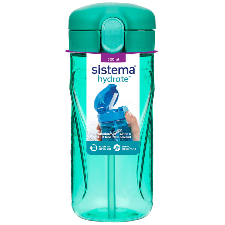 Hydrate Quick Flip Water Bottle - 520ml | BPA Free | With Straw | Assorted Colors