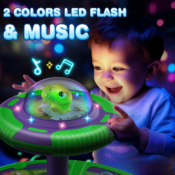 Flooyes Dinosaur Sit and Spin, 360° Sit and Spin, Toddler Toy Age 1 2 3 with LED & Music