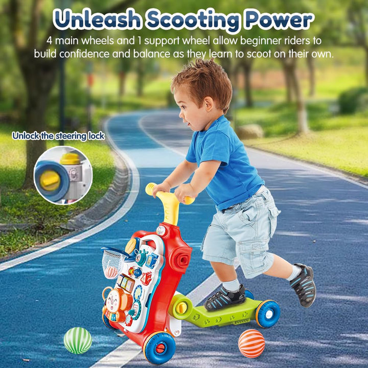 Baby Walker 5 in 1, VATOS Sit-to-Stand Learning Walker, Assemble as Scooter/Balance Bike/Push Walker