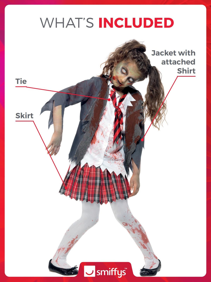Grey Zombie School Girl Costume – Halloween Dress Up