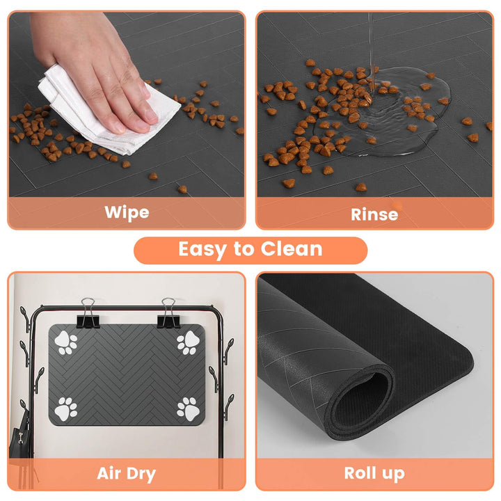 Pet Feeding Mat-Absorbent Pet Placemat for Food and Water Bowl, with Waterproof Rubber Backing, Quick Dry Water Dispenser Mat for Dog and Cat,17"x27"