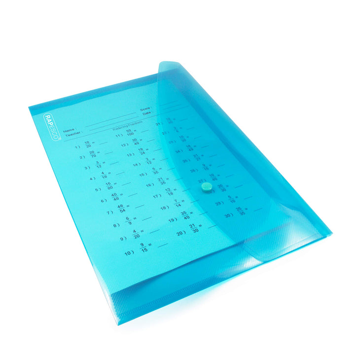 Rapesco A4+ Popper Wallets, Assorted Colors, Pack of 5