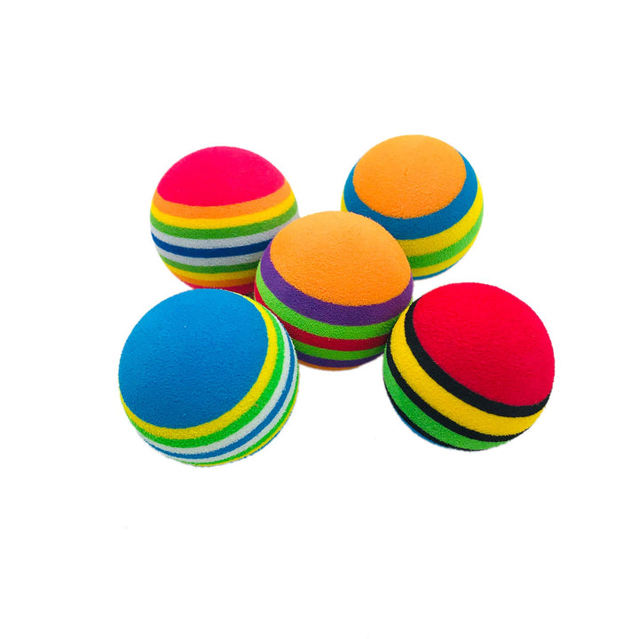 PET SHOW 50pcs 1.4" Interactive Cat Toy Balls for Indoor Cats Colorful Rainbow Soft Foam Kitten Toys
