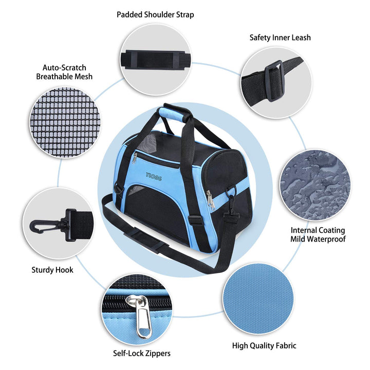 YLONG Cat Carrier Airline Approved Pet Carrier,Soft-Sided Pet Travel Carrier for Cats Dogs Puppy Comfort Portable Foldable Pet Bag