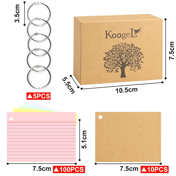 A8 Flash Cards, 500 PCS Assorted Colors on Ring