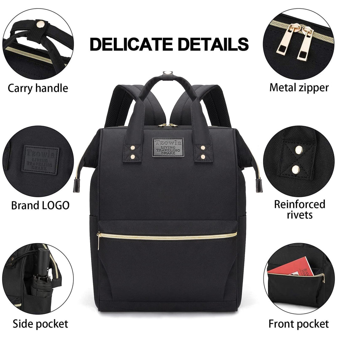 Lightweight Black Mini Backpack for School