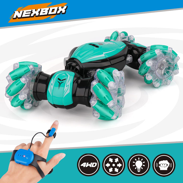 NEXBOX Remote Control Crawler for Kids - 360 Rotation RC Stunt Car 4WD 2.4 GHz OffRoad Vehicle Remote Controlled with Hand Control, Birthday Gift for Boys 6 7 8 9 10 11 12 Years