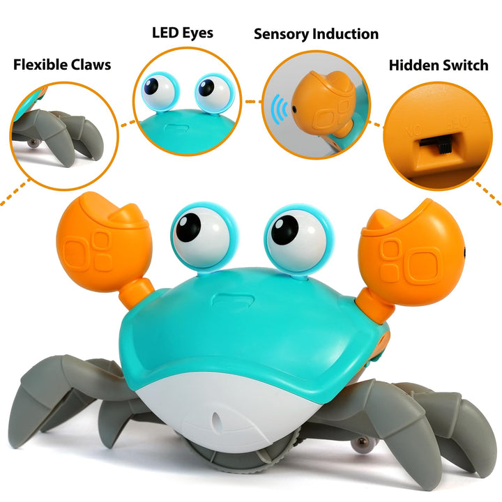 Green Crawling Crab Toys with Light Up, Interactive Musical Toy