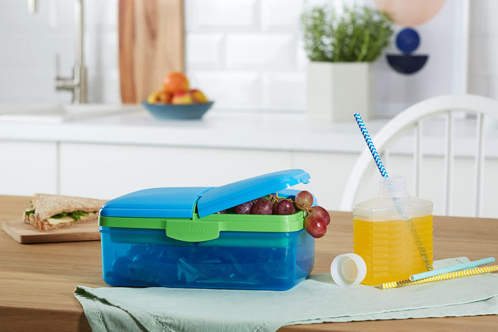 Blue Airtight Lunch Box with Kids Bottle