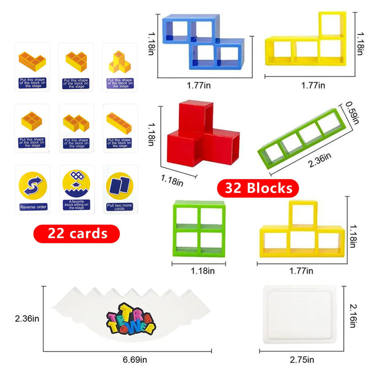 iYuePeng 32 Pcs Tetra Balance Tower Stacking Games Team Building Blocks