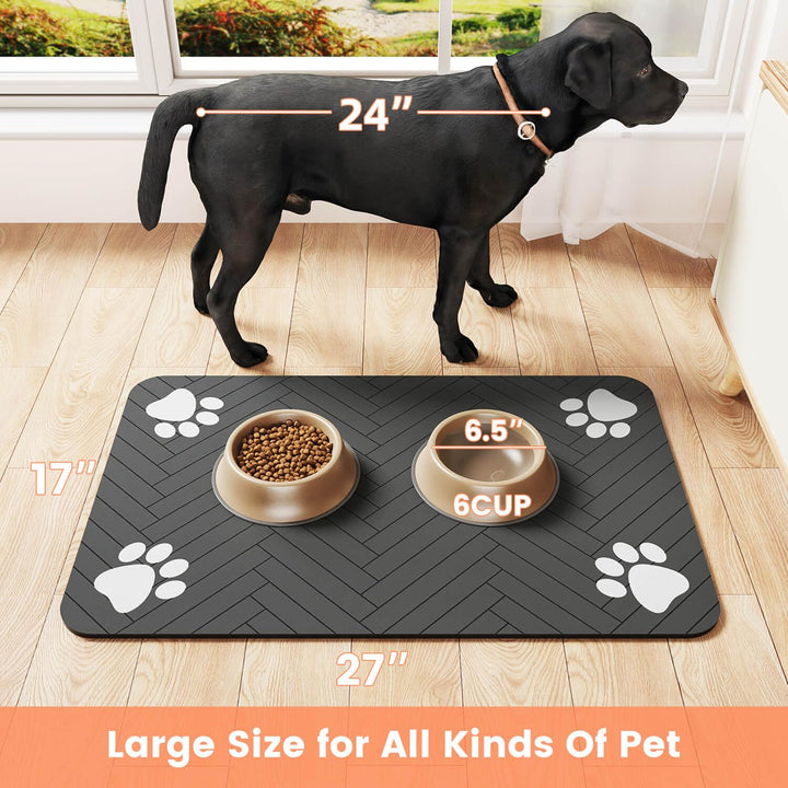 Pet Feeding Mat-Absorbent Pet Placemat for Food and Water Bowl, with Waterproof Rubber Backing, Quick Dry Water Dispenser Mat for Dog and Cat,17"x27"