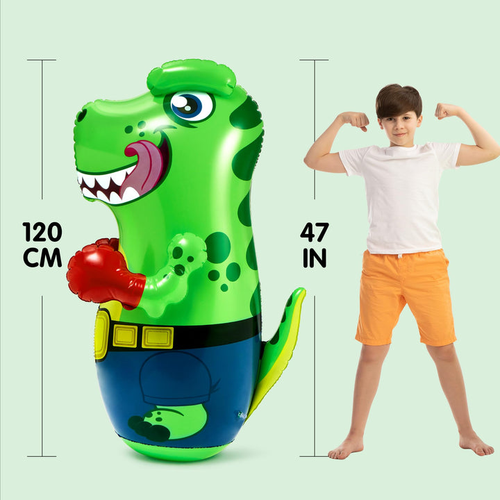 JOYIN Punching Bag for Kids,Inflatable T-Rex Dinosaur Bopper 47 Inches, Freestanding Boxing Bag