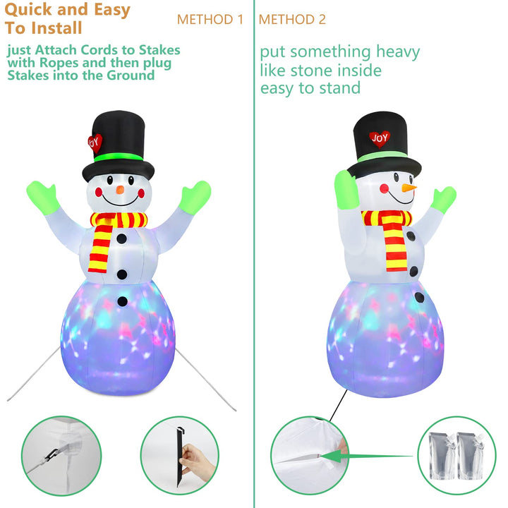 7 FT Inflatable Snowman with Rotating LED
