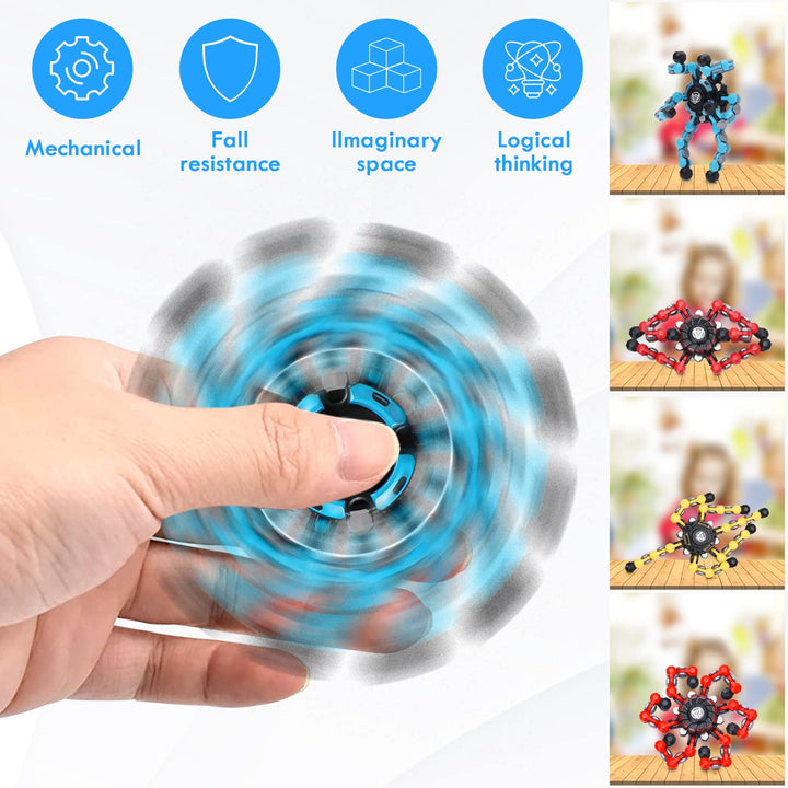 6pcs Transformable Fidget Spinner Toy, Funny DIY Fingertip Spin Top Toys, Hand Finger Spinner Creative Fingertip Mechanical Gyro for Kids Adults, All Ages Sensory Fidget Toys
