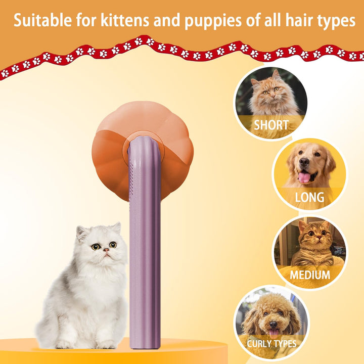 WUBAYI Dog Brush Cat Brush Grooming Brush,Self Cleaning Slicker Brush Pet Grooming Tool for Long Hair or Short Hair Cats Pet Brush Easily to Remove Loose Undercoat, Mats, Tangled Hair and Shed Fur