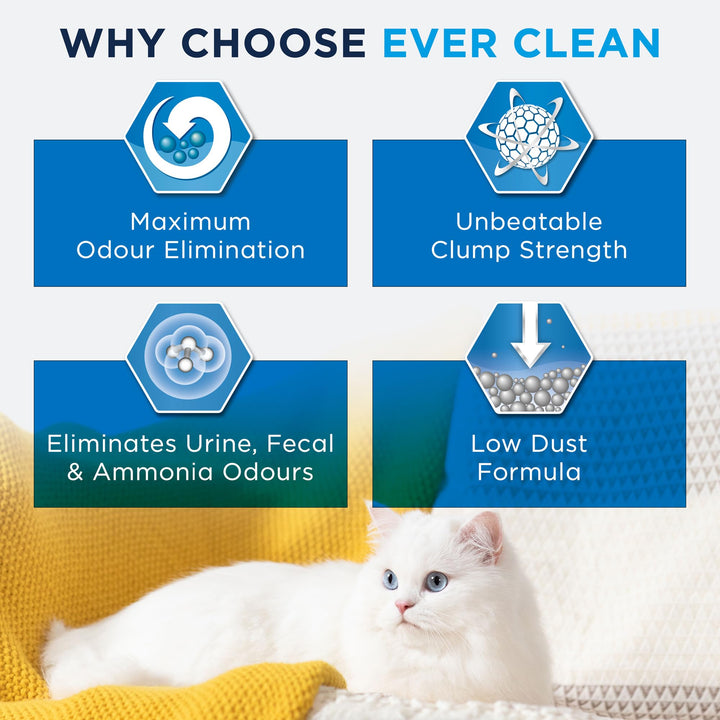 Ever Clean Clumping Cat Litter, Fast Acting Odour Control, Ideal for small spaces, Scented for long-lasting freshness, 10L