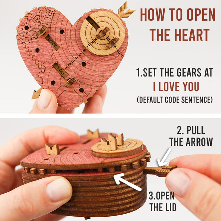 iDventure Tin Woodman's heart - 3D Puzzle box - jewellery box - wedding anniversary present - Valentine's Day - money box for cash - 3D puzzle for adults - gift box - wooden box - treasure box