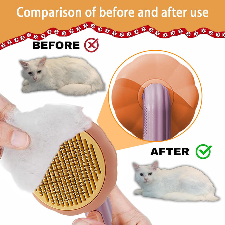 WUBAYI Dog Brush Cat Brush Grooming Brush,Self Cleaning Slicker Brush Pet Grooming Tool for Long Hair or Short Hair Cats Pet Brush Easily to Remove Loose Undercoat, Mats, Tangled Hair and Shed Fur
