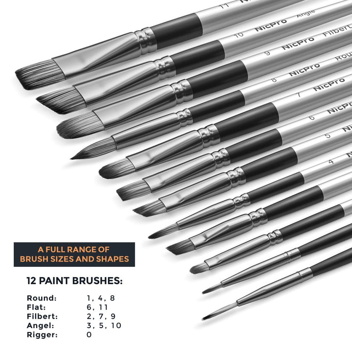 2 PCS Taklon Acrylic Paint Brushes Set for Watercolor,