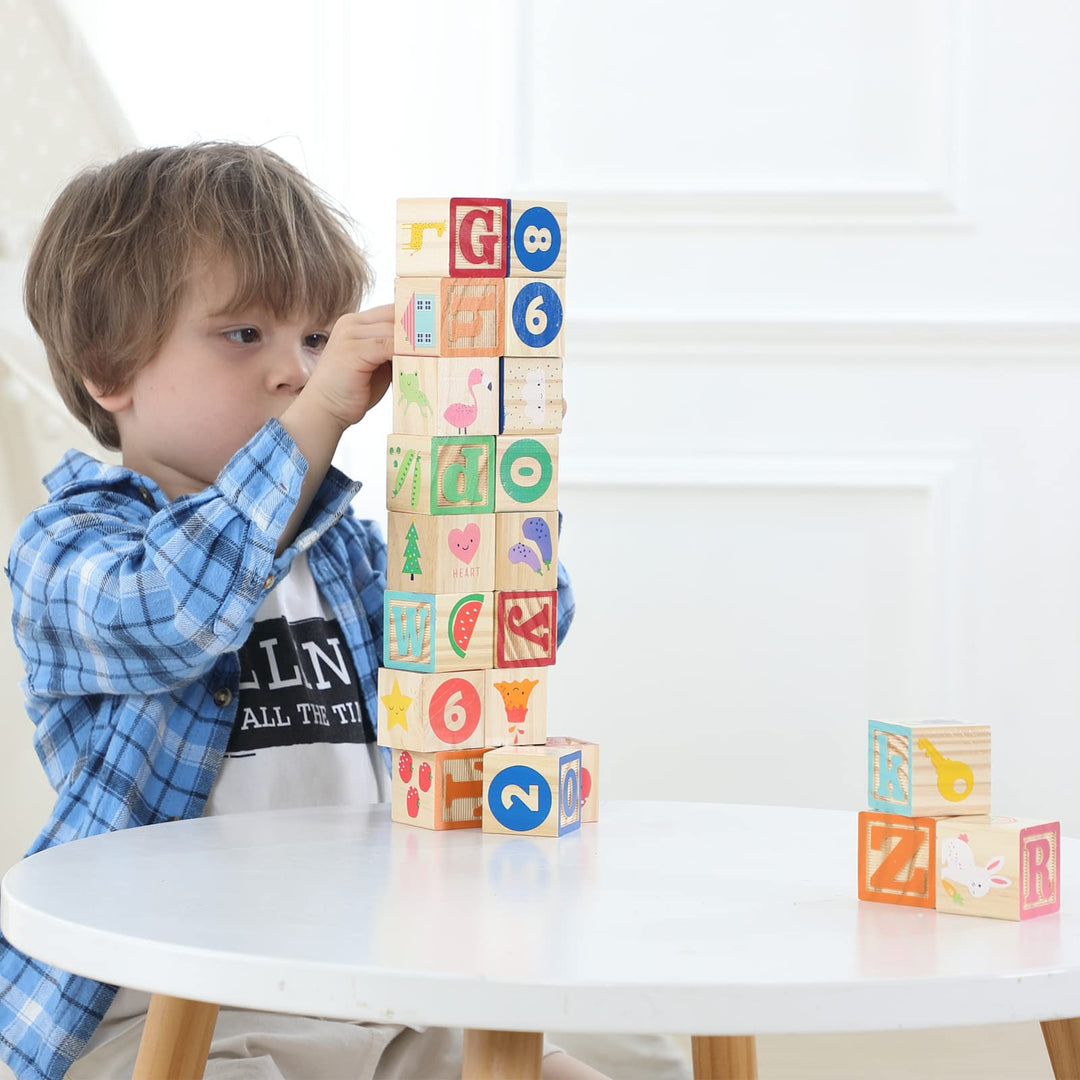 Jacootoys 36PCS Wooden ABC Blocks 1.65” Big Alphabet Letters