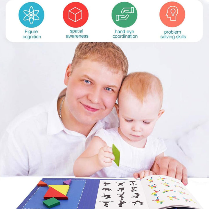 Wooden Magnetic Tangram Puzzle Games Travel Games for Kids Ages 3-8 Brain Teaser Puzzles Kids Travel Activity Gift for Boys Girls