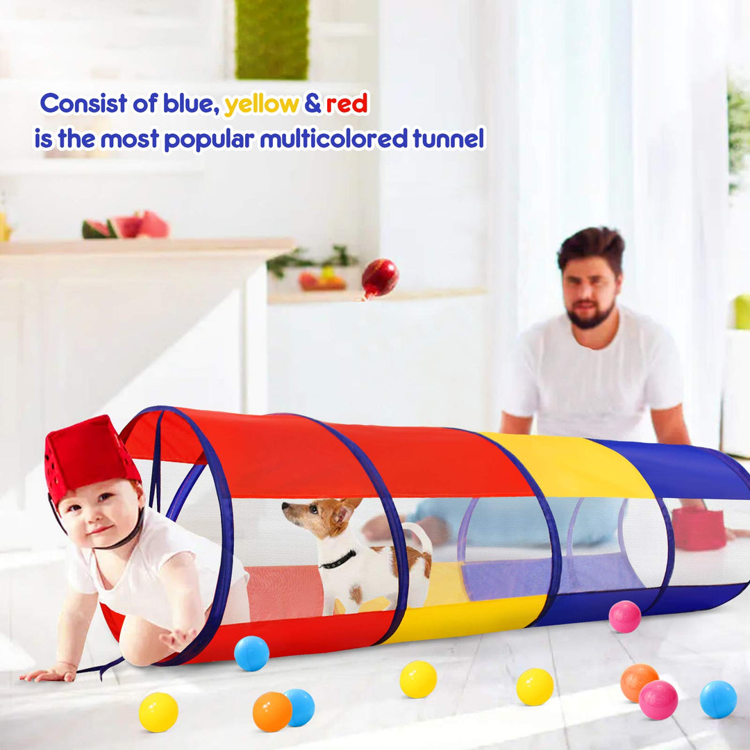 Kids Play Tunnel for Toddlers, Pop Up Crawl Through Tunnel Play Tent for Baby Infant Children or Dog with 2 Mesh Sides