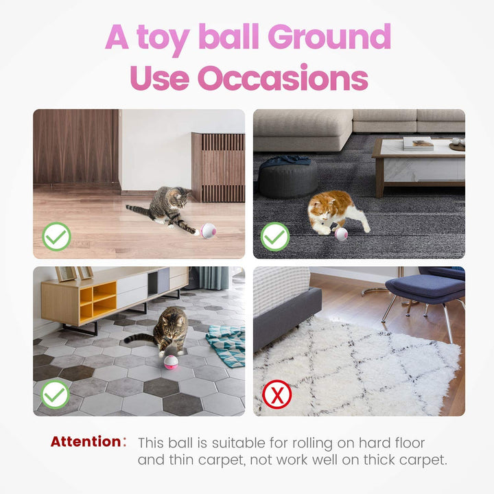 OKHEIRA Interactive Cat Toys Ball (4th Gen) Wicked Ball for Indoor Cats Adult, Auto 360° Self-Rotating & USB Rechargeable with LED Red