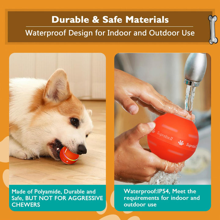 PetDroid Interactive Dog/Cats Ball Toys,Durable Motion Activated Automatic Rolling Ball Toys for Puppy/Small/Medium Dogs,USB Rechargeable
