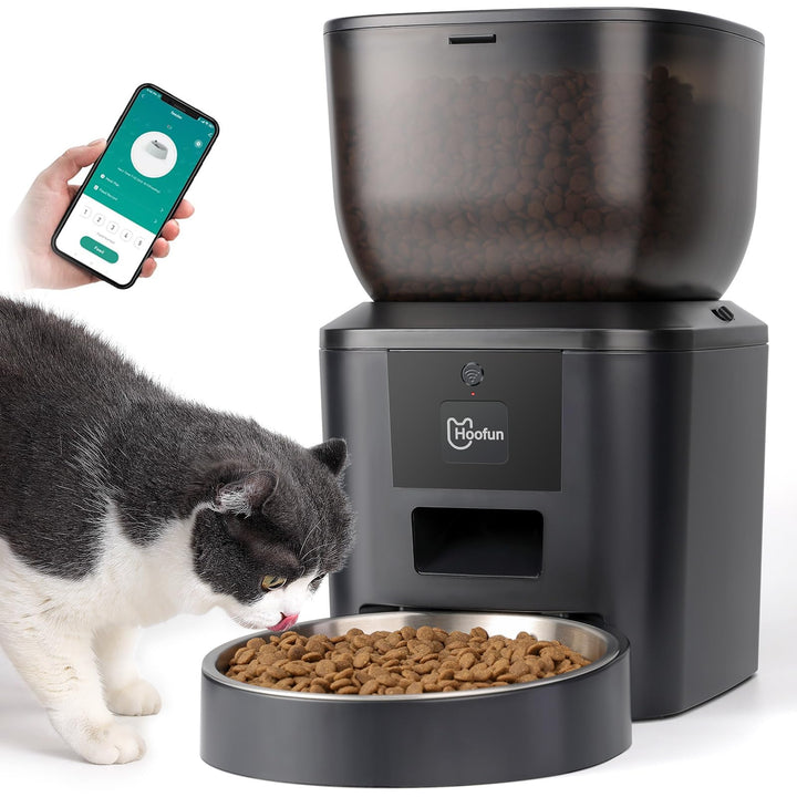 HOOFUN Automatic Cat Feeder: Wifi Cat Feeder with Timer, 4L Cat Food Dispenser with App Control for Remote Feeding