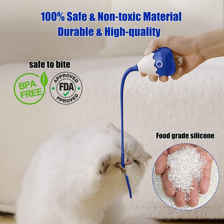Petcronies Cat Wand Toy, Automatic Silicone Tail Teaser Toy 2 in 1, Electronic Interactive Toy for Indoor Cats