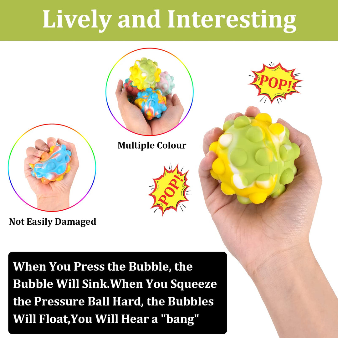 4 Pcs Pop It Ball,Stress Relief Ball Fidget Toy,Pop Fidget Ball,Silicone Colorful Stress Relief Pop Balls
