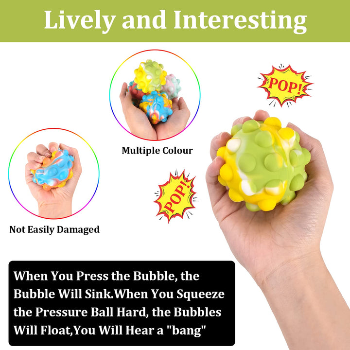 4 Pcs Pop It Ball,Stress Relief Ball Fidget Toy,Pop Fidget Ball,Silicone Colorful Stress Relief Pop Balls