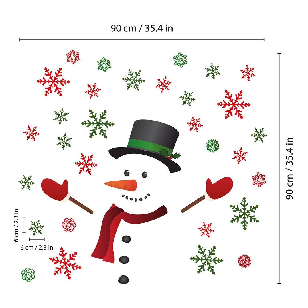 90x90cm Snowman & Snowflakes Christmas Wall Stickers