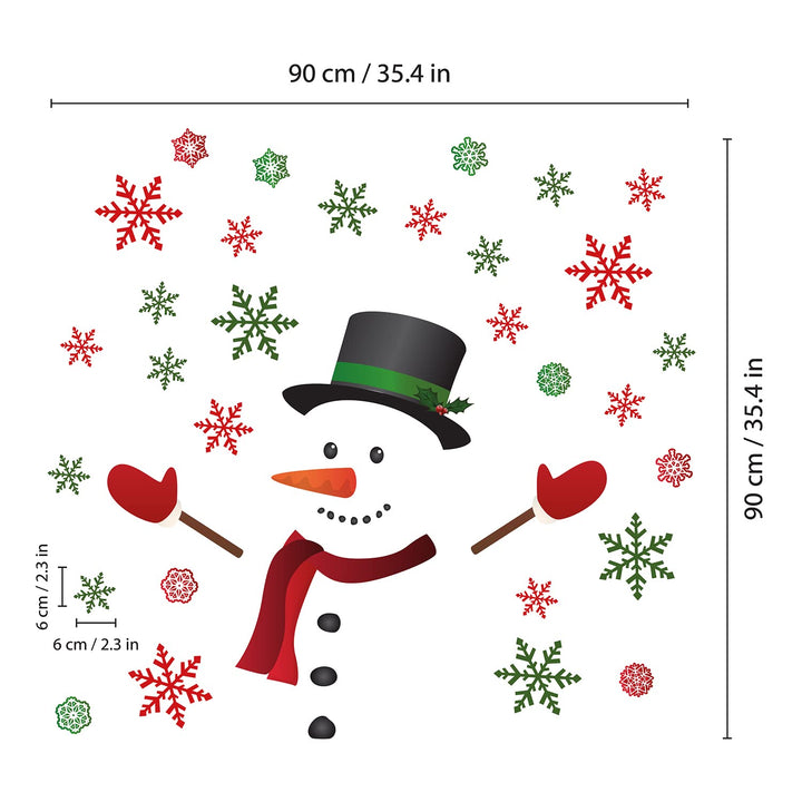 90x90cm Snowman & Snowflakes Christmas Wall Stickers