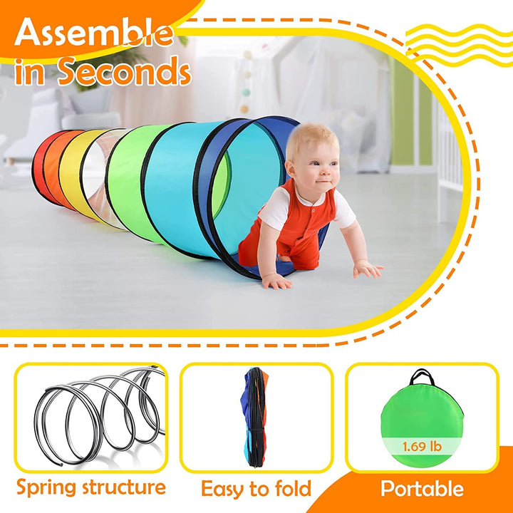 Sanobear Kids Play Tunnel Tent for Toddler, 6-ft Pop Up Crawl Toy Baby Infant Children or Dog Cat Pets