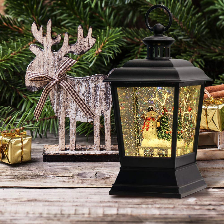 Lighted Snowman Christmas Lantern with Timer