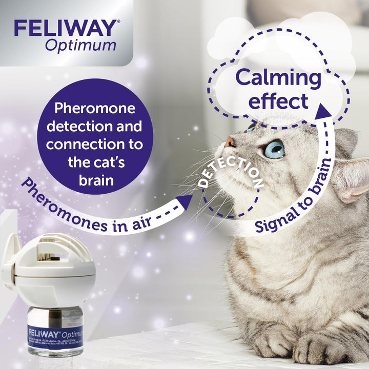 FELIWAY Optimum diffuser & 30 day refill, the best solution to ease cat anxiety, cat conflict and stress in the home