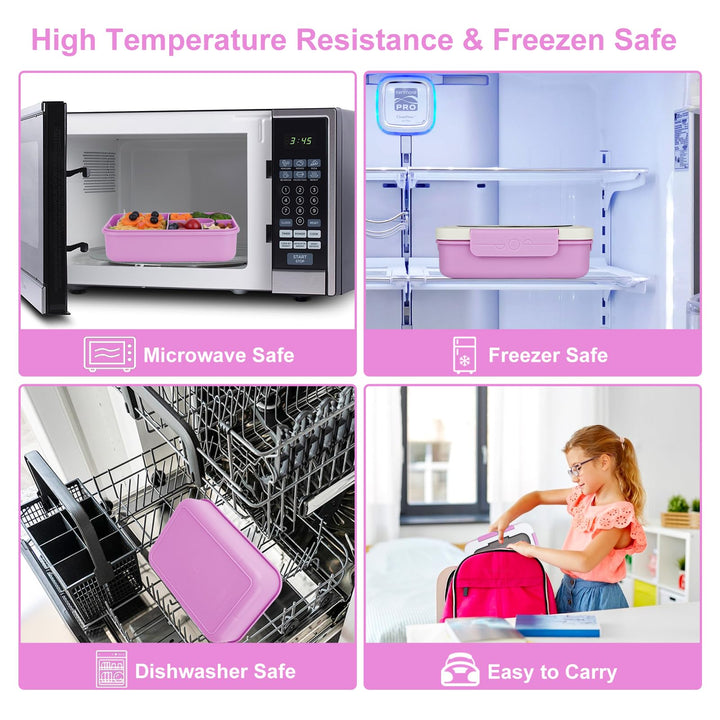 Purple 5-Compartment Reusable Bento Lunch Box