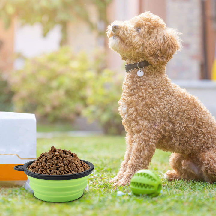 SOSPIRO 2Pcs Collapsible Dog Bowl with Lid 450ML Portable Pet Feeding Watering Travel Bowl Foldable Silicone Pet Bowl for Small Pets Dogs Cats Travel Camping Walking
