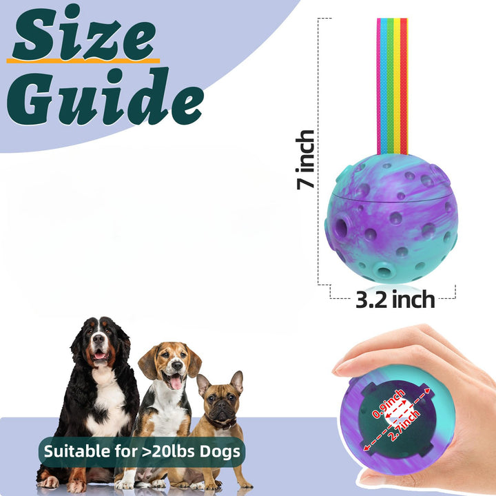 HETOO Interactive Dog Toys,Natural Rubber Dog Balls on a Rope,Dog Treat Ball Dispenser Puzzle Dog Ball Keep them Busy,Reduces Anxiety Boredom Dog Chew Toys,Refillable Homemade Freezable Dog Food Ball