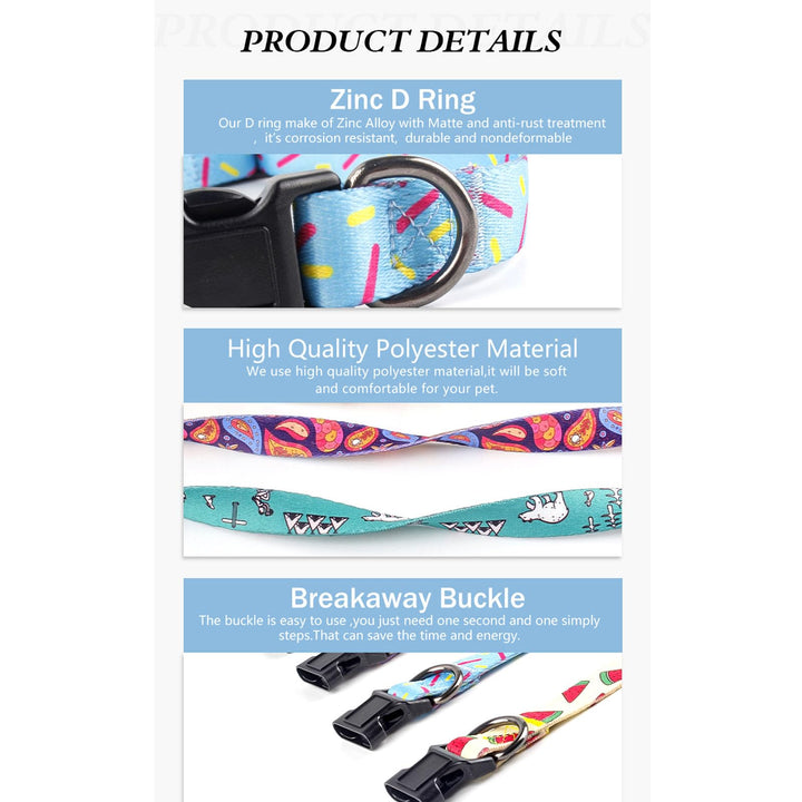 COSYHOMELONDON Dog Collar with Bohemia Floral Tribal Geometric Patterns - Soft Ethnic Style Collar Adjustable for Small Medium dogs(Geometric D, m)
