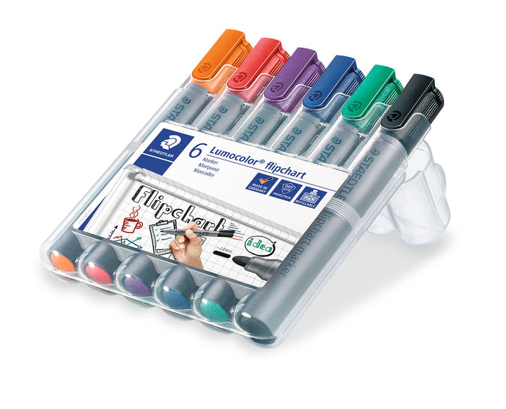"WP6 Lumocolor Flipchart Markers, Assorted Colors (6-Pack)"