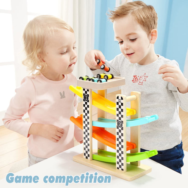 TOP BRIGHT Wooden Car Ramp Toys for 1 2 Year Old Boy Gifts