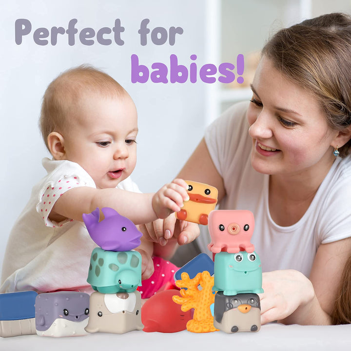 Cute Animal Baby Montessori, Sensory Stacking Teether Toys