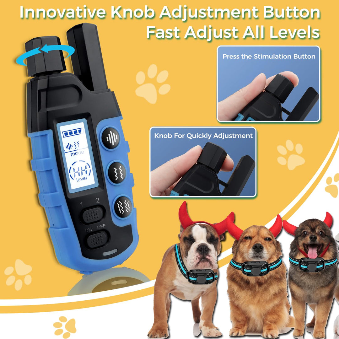 Dog Training Collar with Remote, 3300Ft Remote Range, Beep (1-8) & Vibration (1-16) Training Modes, USB Rechargeable IP67 Waterproof, Remote Anti Bark Collar for Large Medium Small Dogs (BLUE)