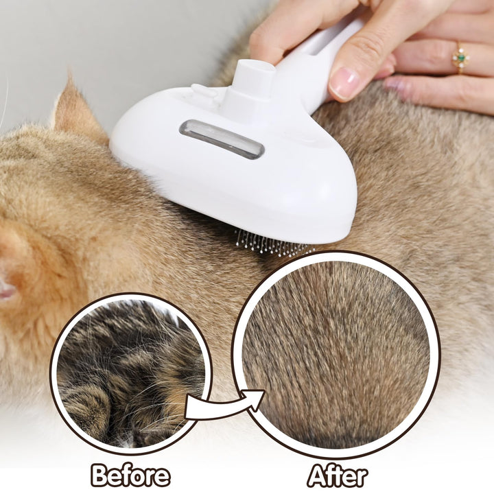 SweetNook Spray Cat Brush, Self Cleaning Dog Grooming Brush, Easy To Clean, Remove Static Flying Hair Steam Grooming Brush for Cats